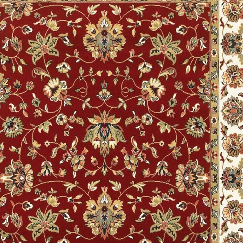 8' X 11' Red And Ivory Oriental Area Rug