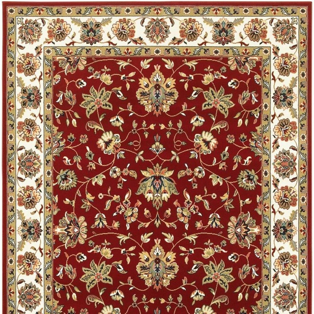 8' X 11' Red And Ivory Oriental Area Rug