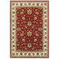 10' X 13' Red And Ivory Oriental Area Rug