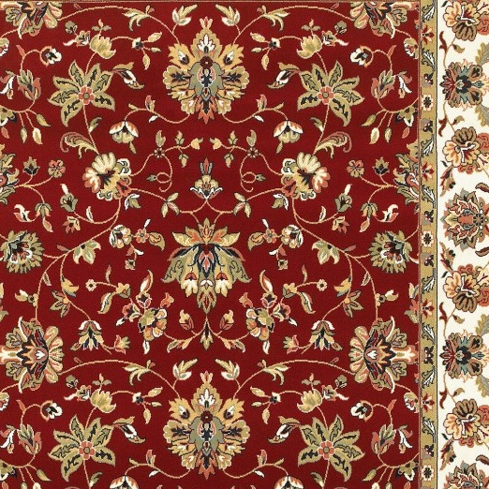 10' X 13' Red And Ivory Oriental Area Rug