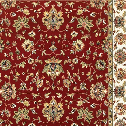 10' X 13' Red And Ivory Oriental Area Rug