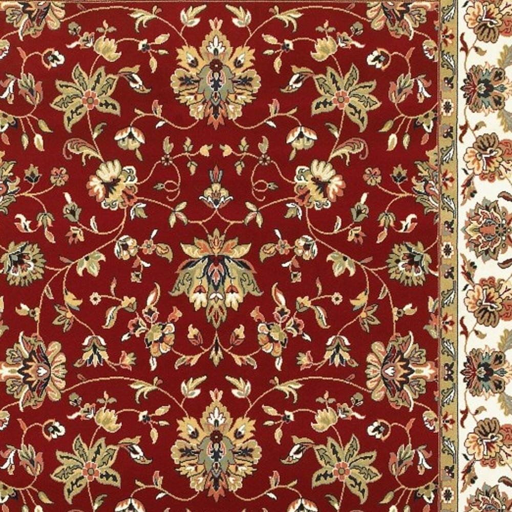 10' X 13' Red And Ivory Oriental Area Rug