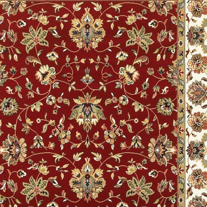 10' X 13' Red And Ivory Oriental Area Rug