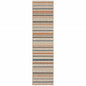 5' X 7' Blue And Gray Striped Indoor Outdoor Area Rug