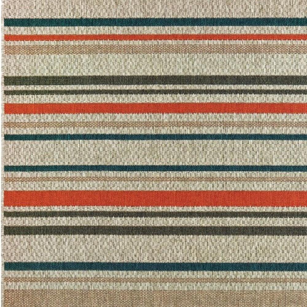 3' X 5' Blue And Gray Striped Indoor Outdoor Area Rug
