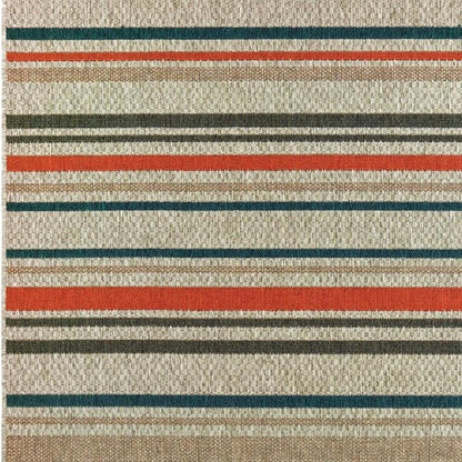 3' X 5' Blue And Gray Striped Indoor Outdoor Area Rug