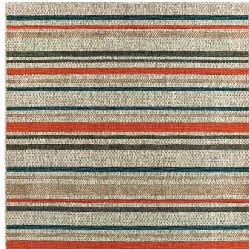 5' X 7' Blue And Gray Striped Indoor Outdoor Area Rug