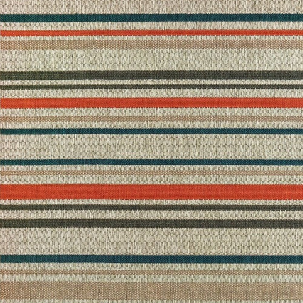 3' X 5' Blue And Gray Striped Indoor Outdoor Area Rug