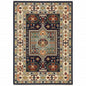 10' X 13' Blue And Ivory Medallion Area Rug