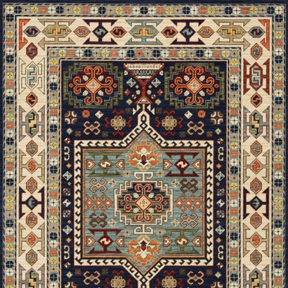 6' Blue And Ivory Wool Handmade Runner Rug