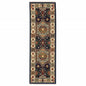 6' Blue Ivory Machine Woven Medallion Indoor Runner Rug