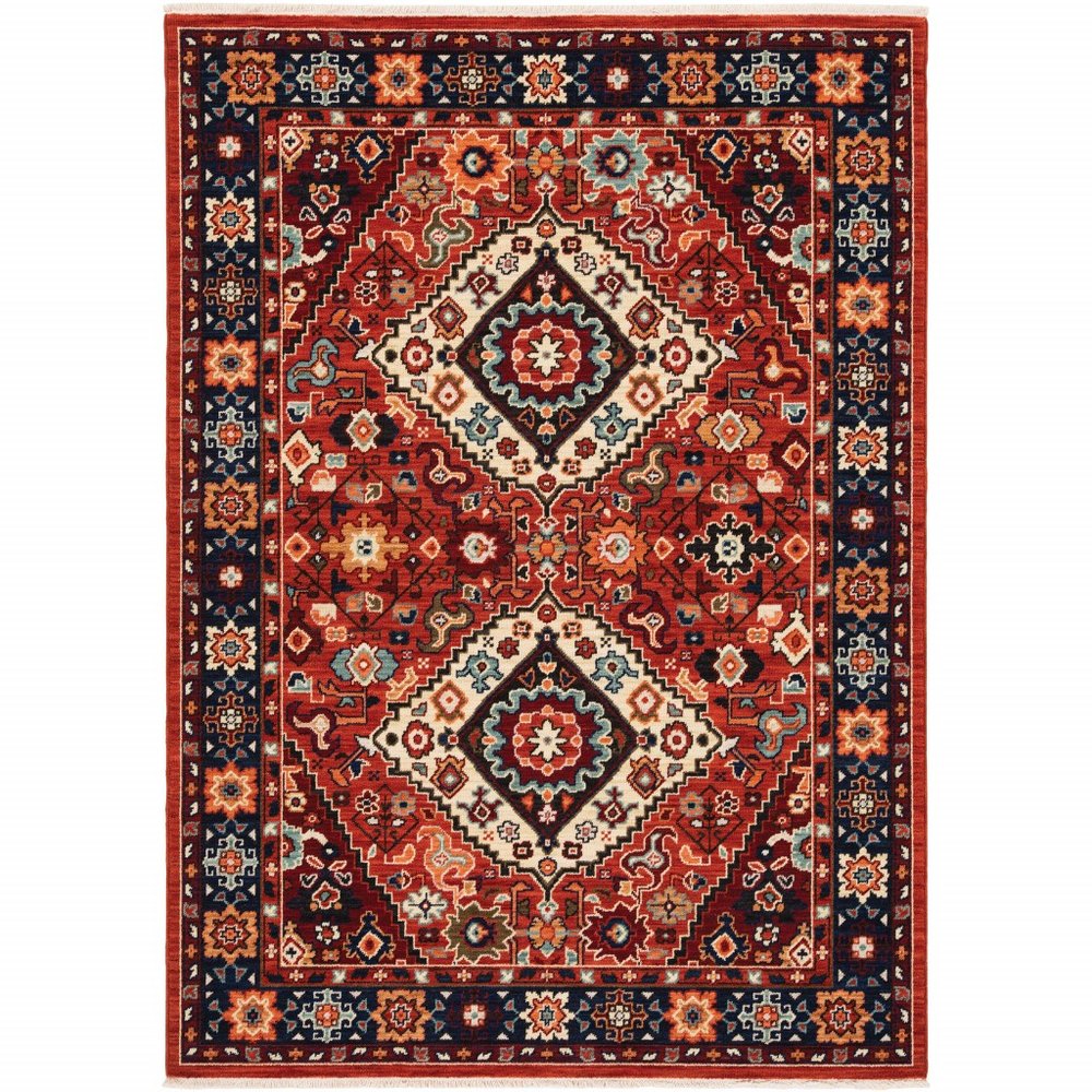12' Blue And Red Wool Handmade Runner Rug