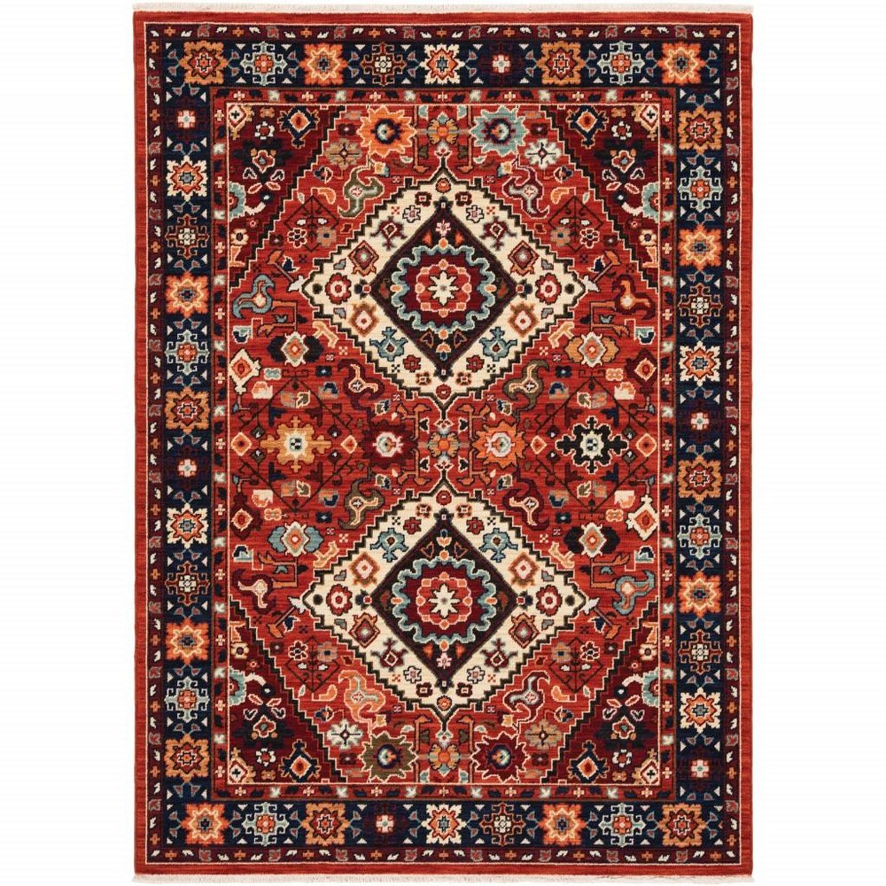 10' X 13' Red And Blue Oriental Area Rug