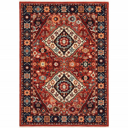 10' X 13' Red And Blue Oriental Area Rug