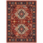 2' X 3' Red Blue Machine Woven Oriental Indoor Area Rug