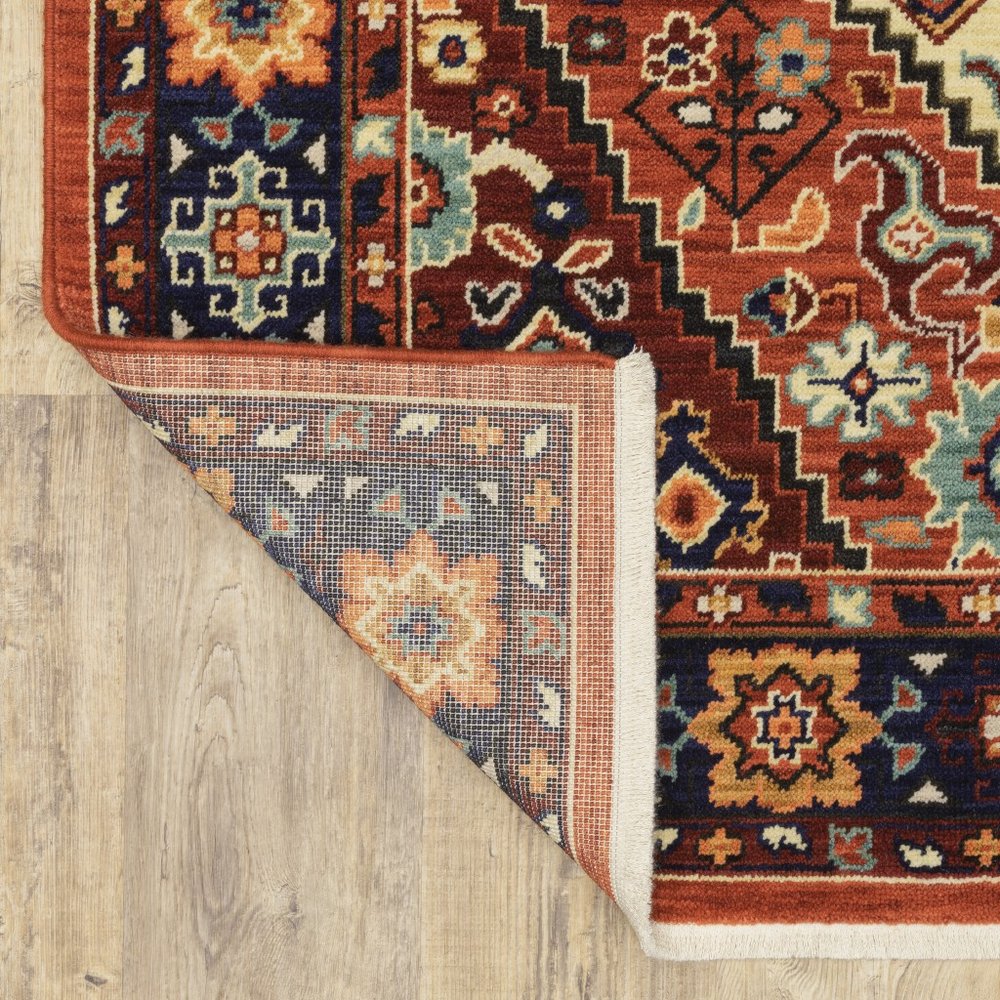 12' Blue And Red Wool Handmade Runner Rug