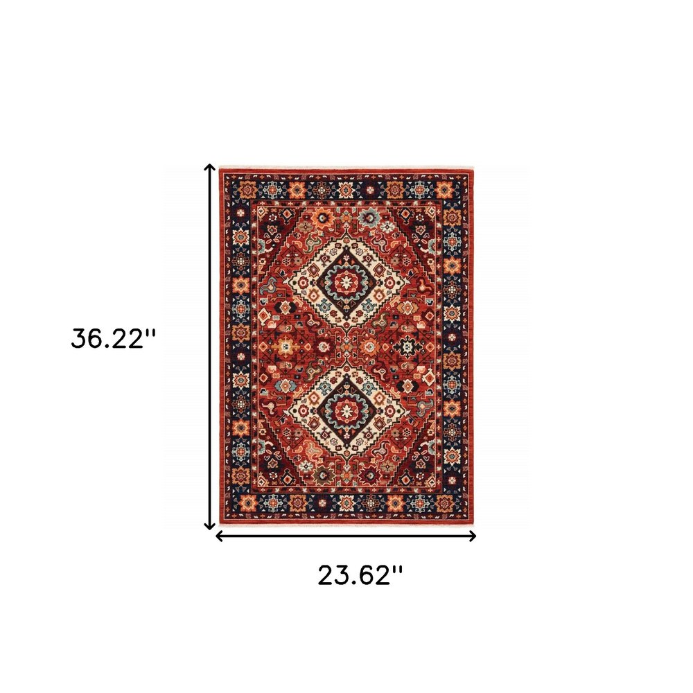 12' Blue And Red Wool Handmade Runner Rug