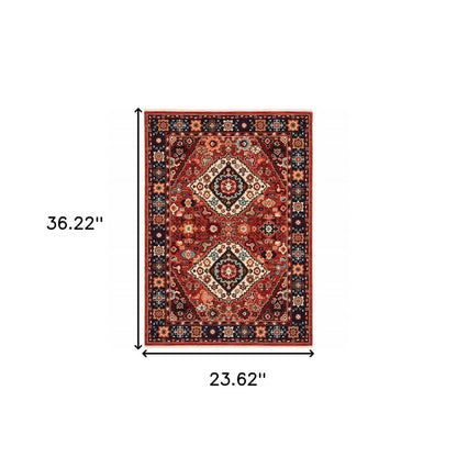 12' Blue And Red Wool Handmade Runner Rug