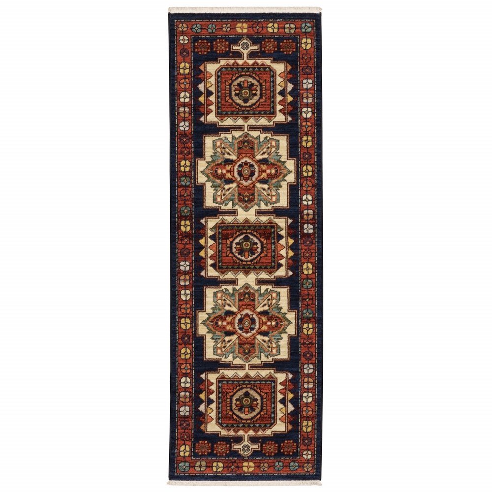 10' X 13' Red And Blue Oriental Area Rug