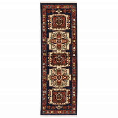 10' X 13' Red And Blue Oriental Area Rug