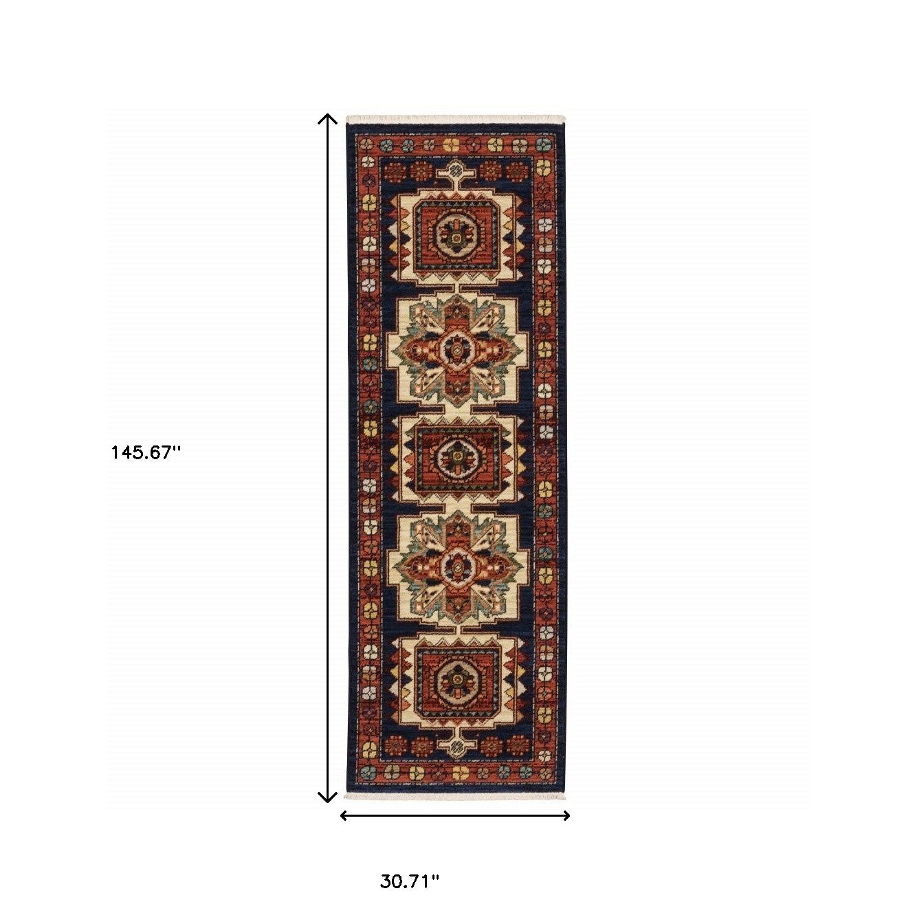 2' X 3' Red Blue Machine Woven Oriental Indoor Area Rug