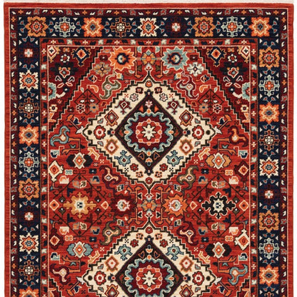 2' X 3' Red Blue Machine Woven Oriental Indoor Area Rug