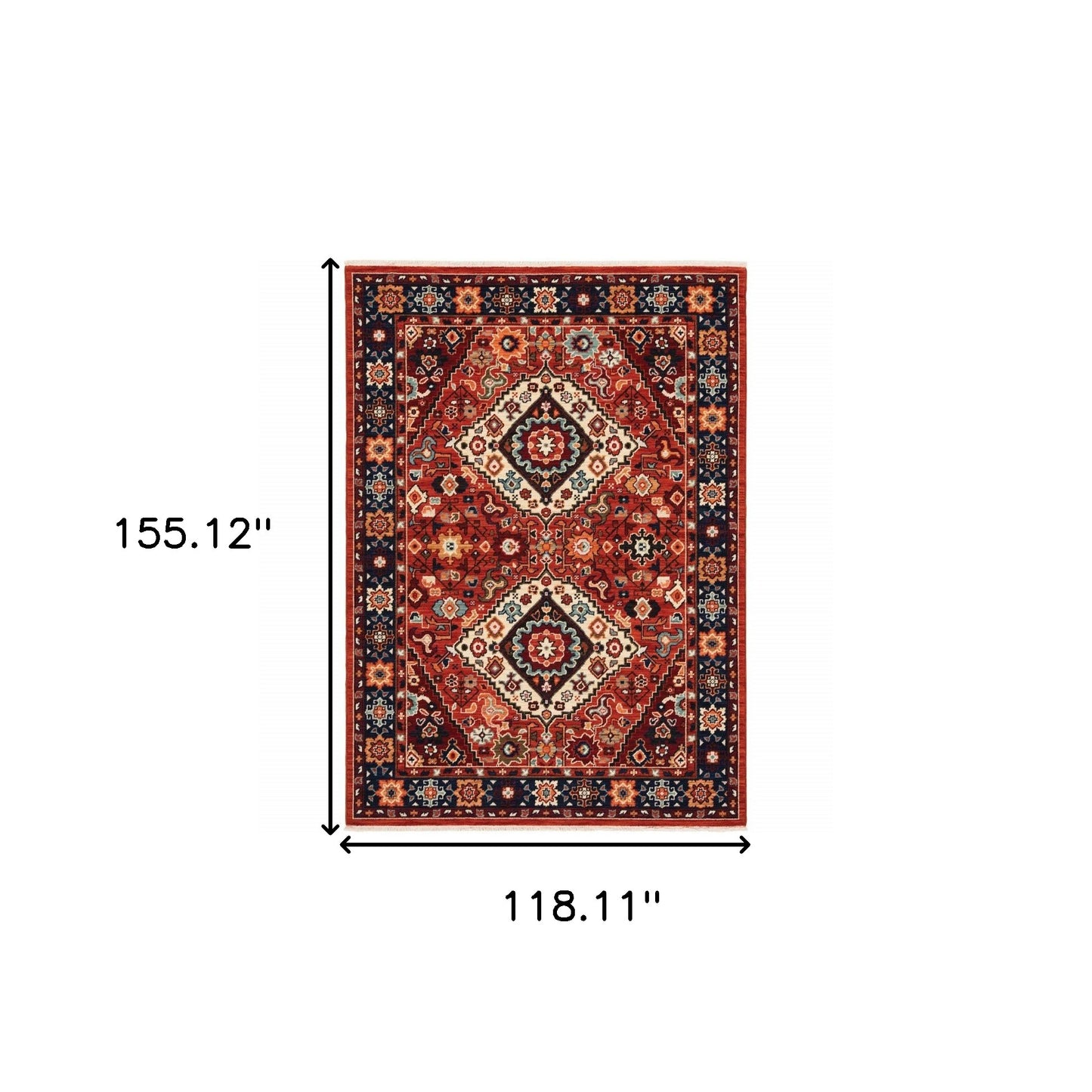 2' X 3' Red Blue Machine Woven Oriental Indoor Area Rug