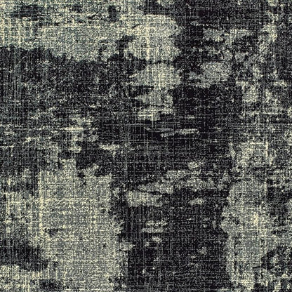 10' X 13' Black And Ivory Abstract Distressed Area Rug
