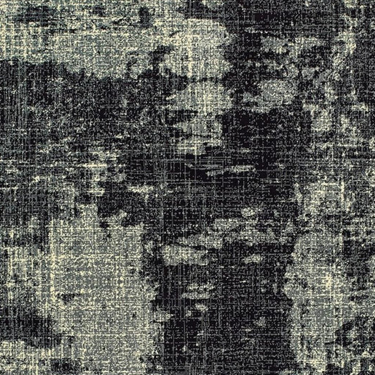 10' X 13' Black And Ivory Abstract Distressed Area Rug