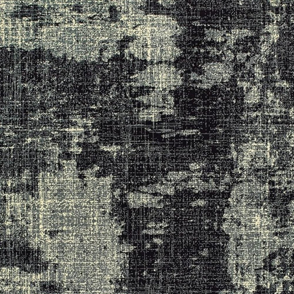 10' X 13' Black And Ivory Abstract Distressed Area Rug
