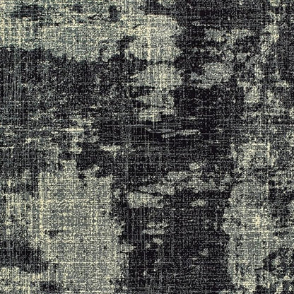 10' X 13' Black And Ivory Abstract Distressed Area Rug