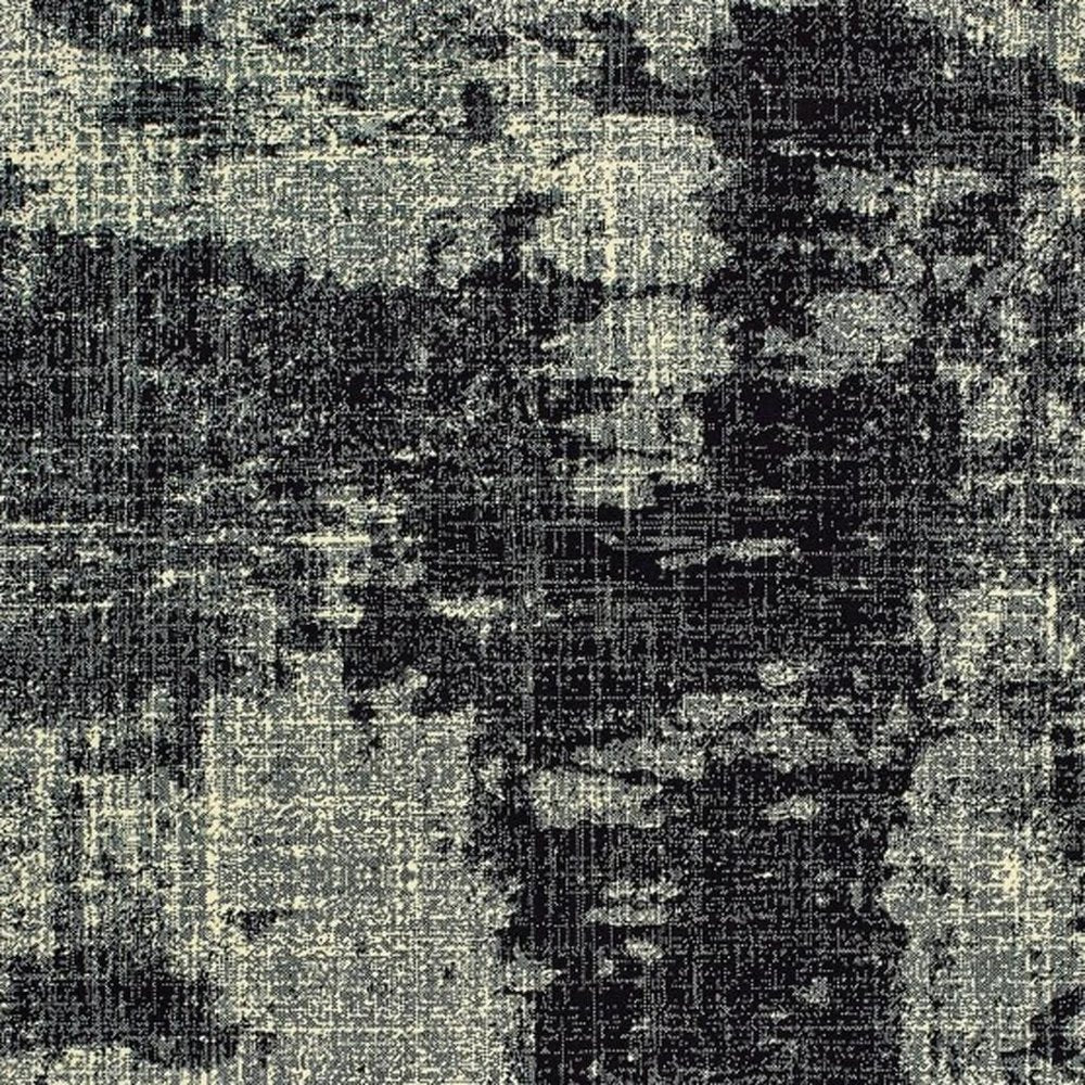 10' X 13' Black And Ivory Abstract Distressed Area Rug