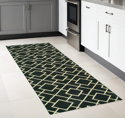 10' X 13' Black And Ivory Diamond Area Rug