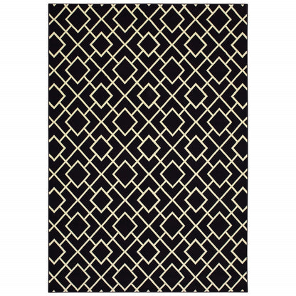 10' X 13' Black And Ivory Diamond Area Rug
