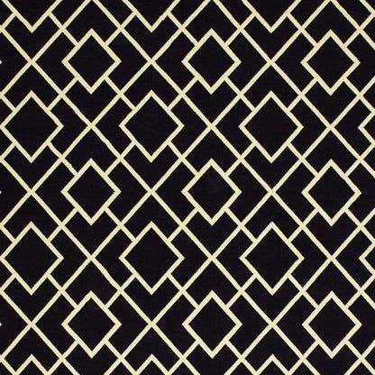 5' X 8' Black Ivory Machine Woven Geometric Diamonds Indoor Area Rug