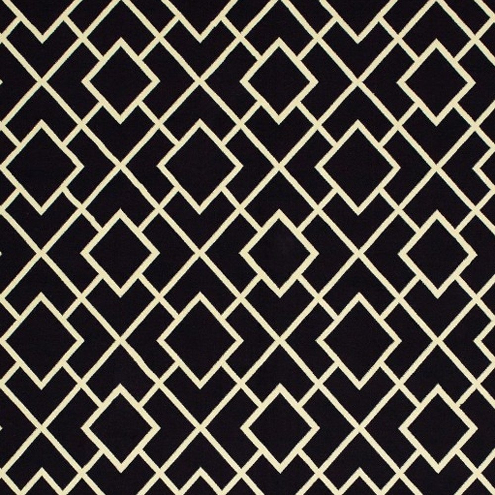 10' X 13' Black And Ivory Diamond Area Rug