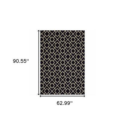 10' X 13' Black And Ivory Diamond Area Rug