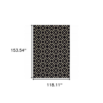 10' X 13' Black And Ivory Diamond Area Rug