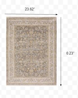 9' X 12' Beige Grey Machine Woven Oriental Indoor Arean Rug