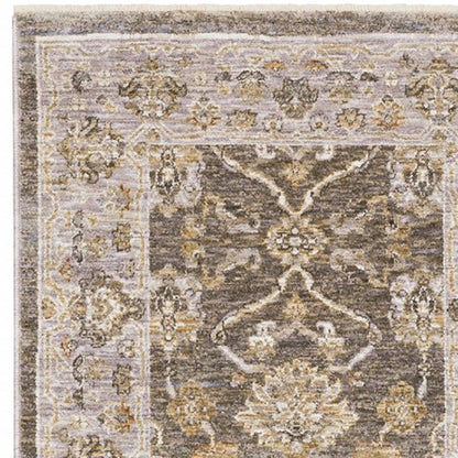 9' X 12' Beige Grey Machine Woven Oriental Indoor Arean Rug