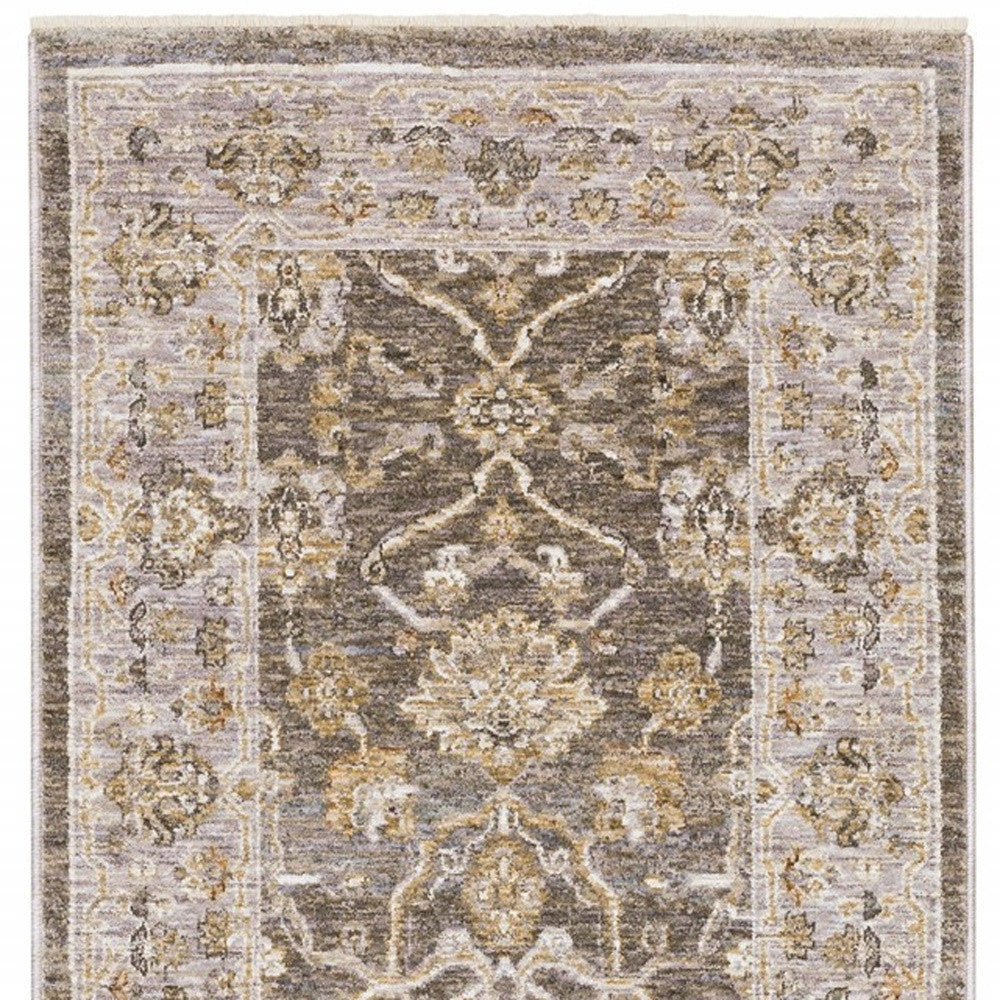 9' X 12' Beige Grey Machine Woven Oriental Indoor Arean Rug