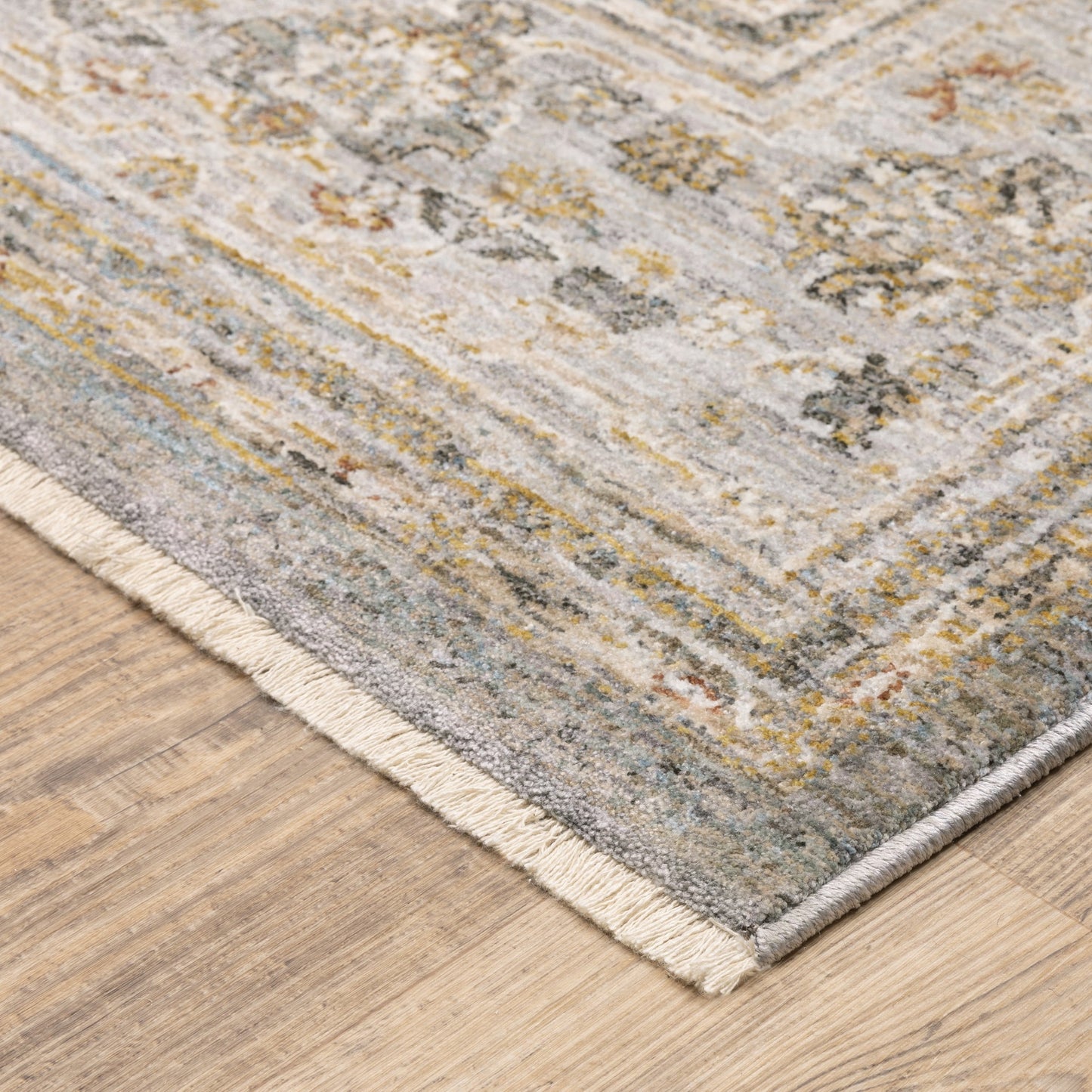 9' X 12' Beige Grey Machine Woven Oriental Indoor Arean Rug