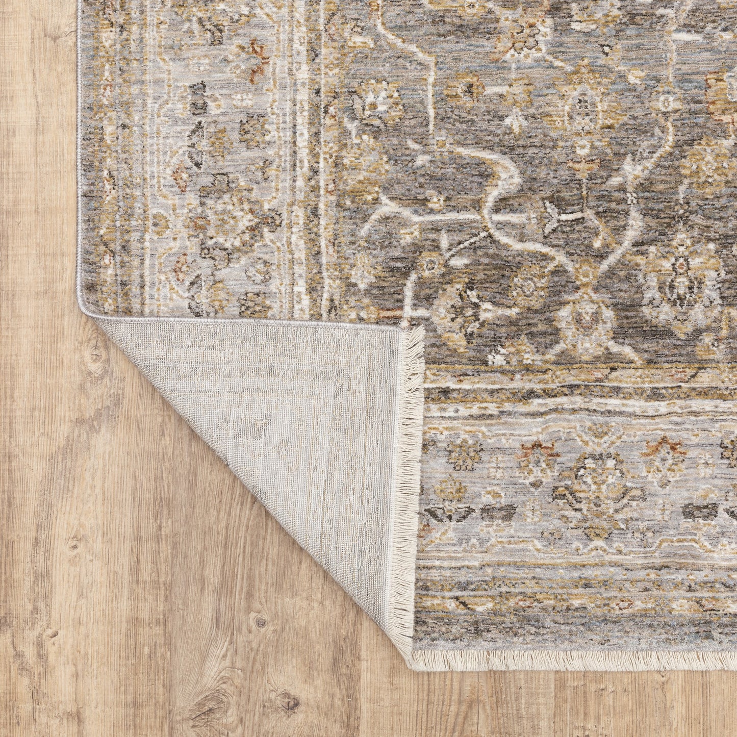 9' X 12' Beige Grey Machine Woven Oriental Indoor Arean Rug