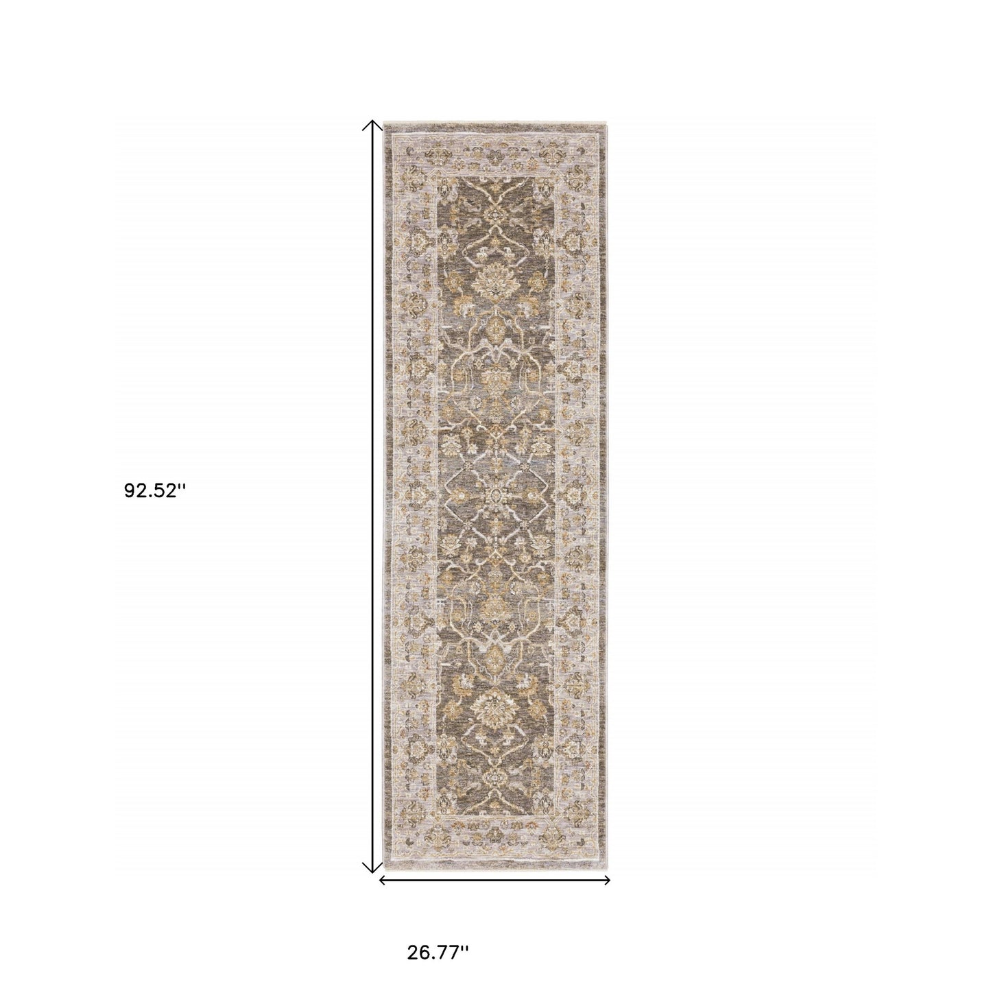 9' X 12' Beige Grey Machine Woven Oriental Indoor Arean Rug