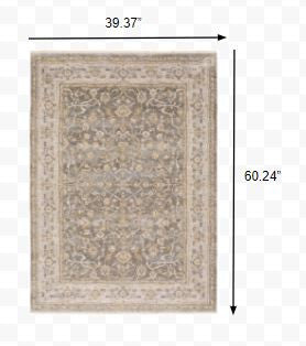 9' X 12' Beige Grey Machine Woven Oriental Indoor Arean Rug