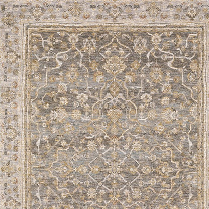 9' X 12' Beige Grey Machine Woven Oriental Indoor Arean Rug