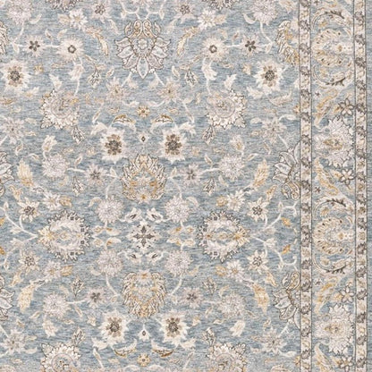 8' X 11' Blue And Ivory Oriental Distressed Area Rug