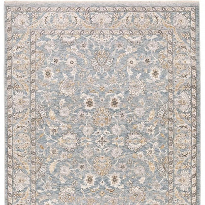 8' X 11' Blue And Ivory Oriental Distressed Area Rug