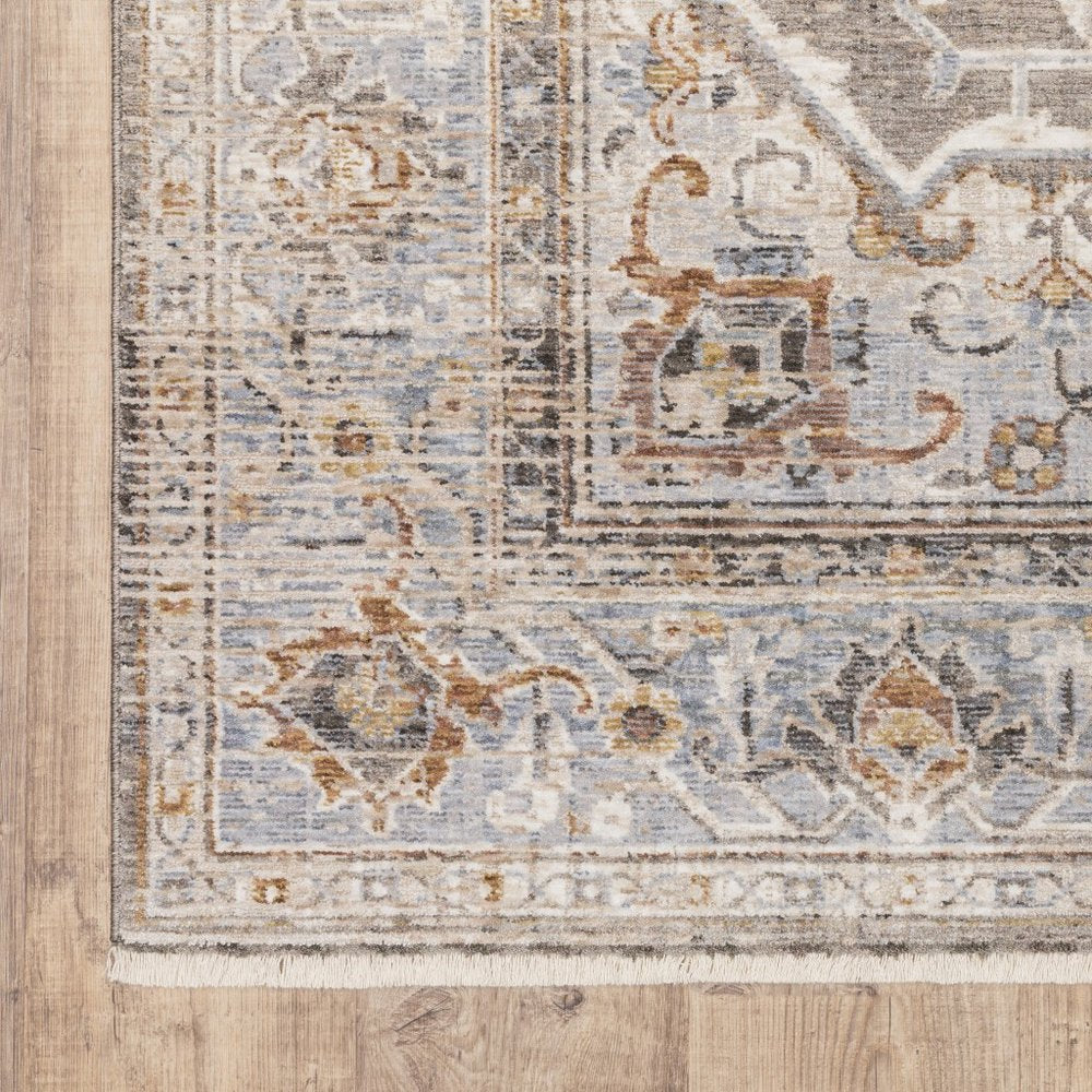 2' X 3' Blue And Gray Area Rug