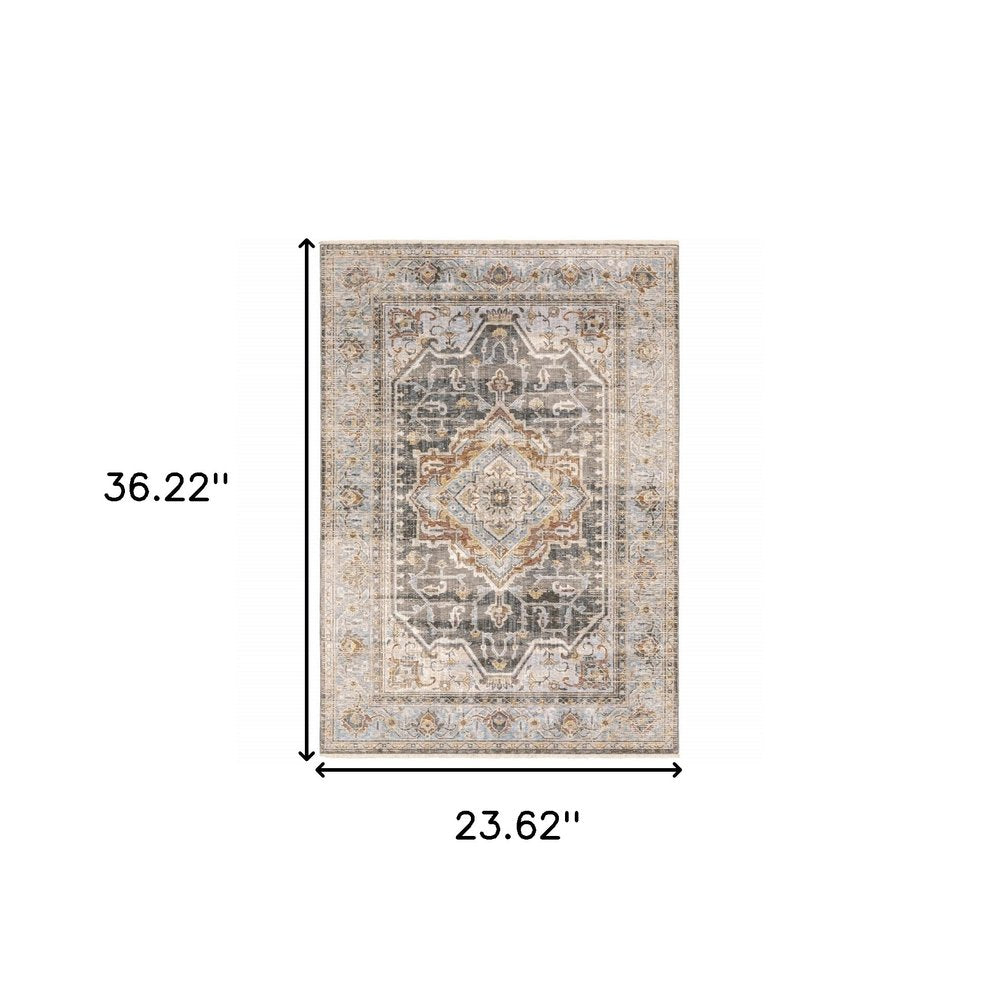 2' X 3' Blue And Gray Area Rug